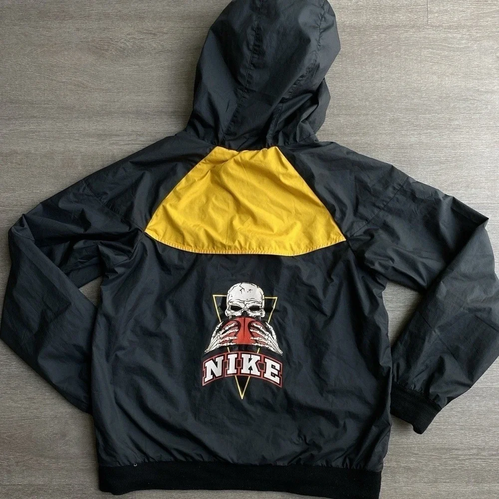 Nike Basketball Frenzy Skull Full Zip Hooded Boys Windbreaker Jacket Black Large